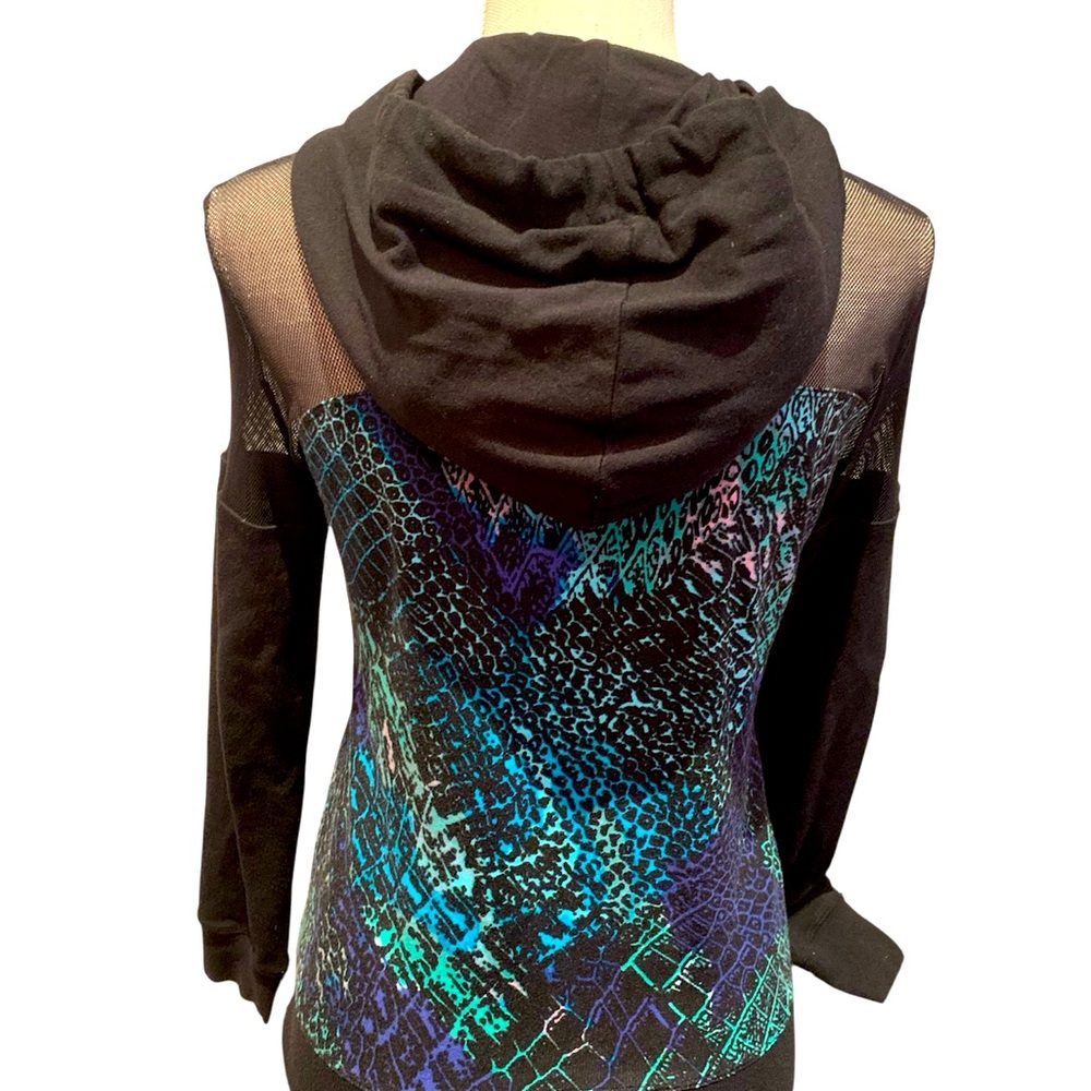 💚BEBE RHINESTONE EMBELLISHED MESH ZIP-UP HOODIE💚 - Picture 6 of 9
